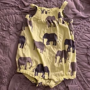 Sweet boho elephant one piece romper - smocked and bright and vibrant!